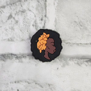 "Orange Bow Afro Black Woman" Charm